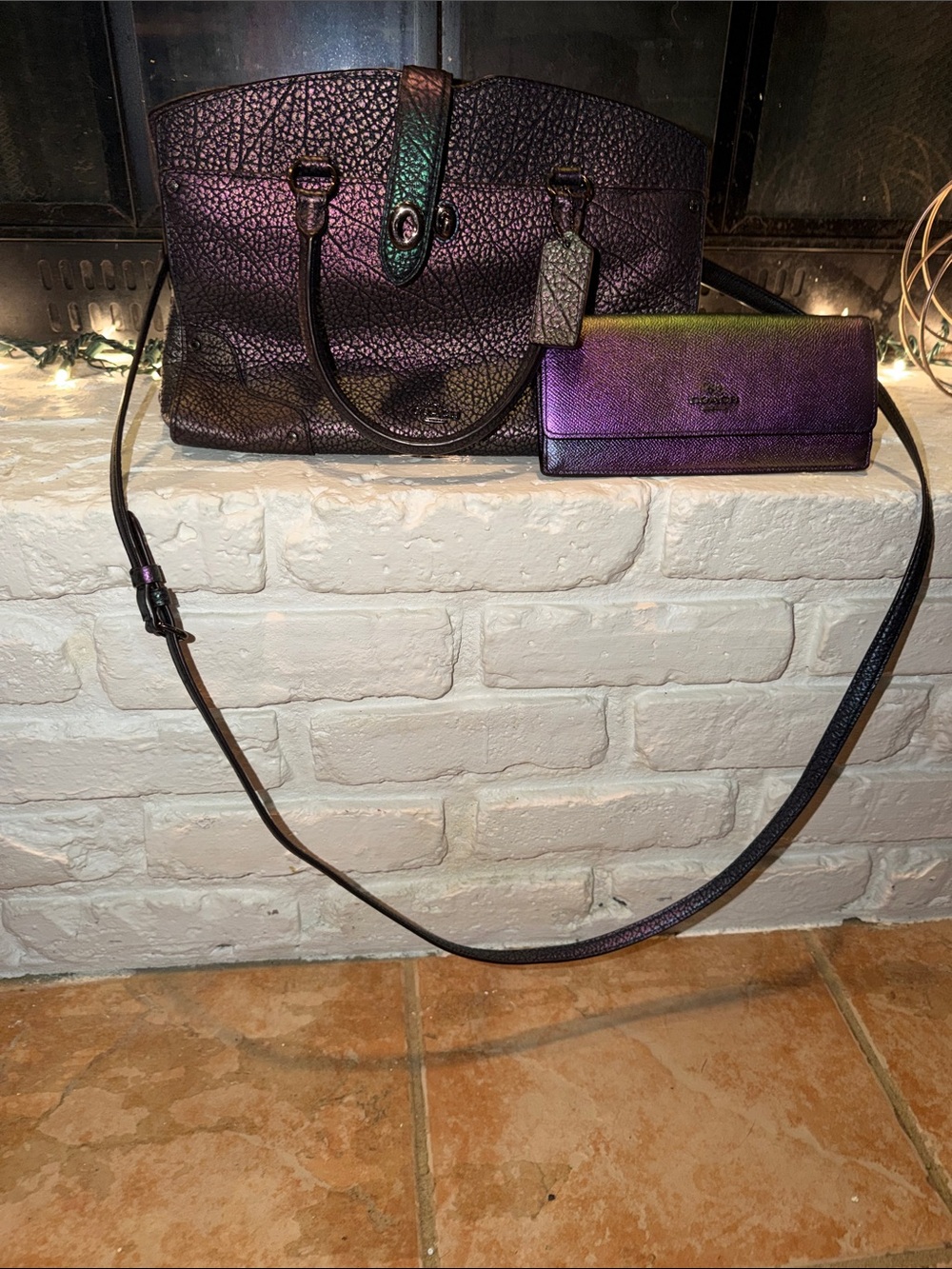HTF Coach Mercer Satchel in Hologram w/ Matching Wallet